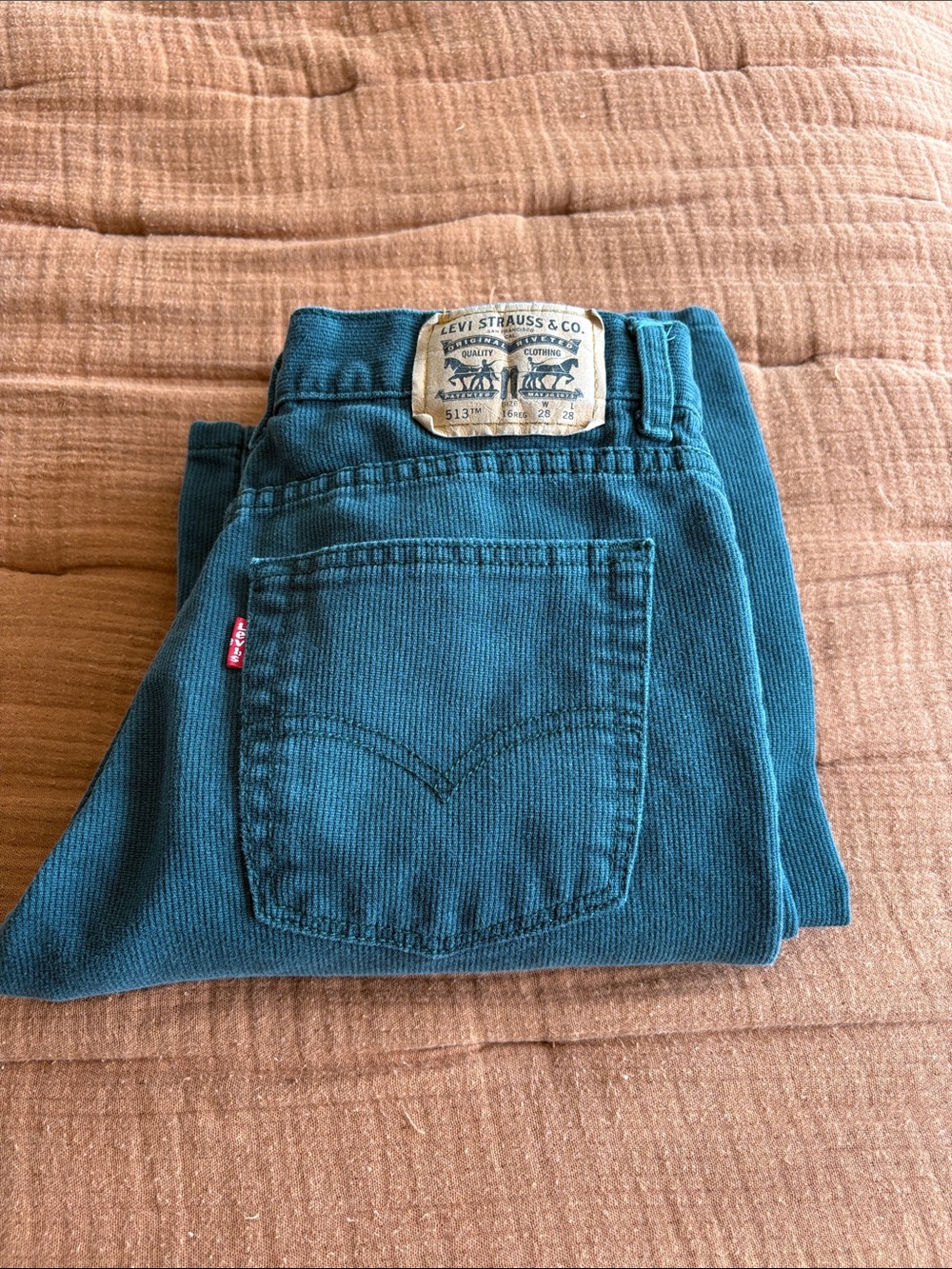 Levi's Green Corduroy Slim Straight Jeans